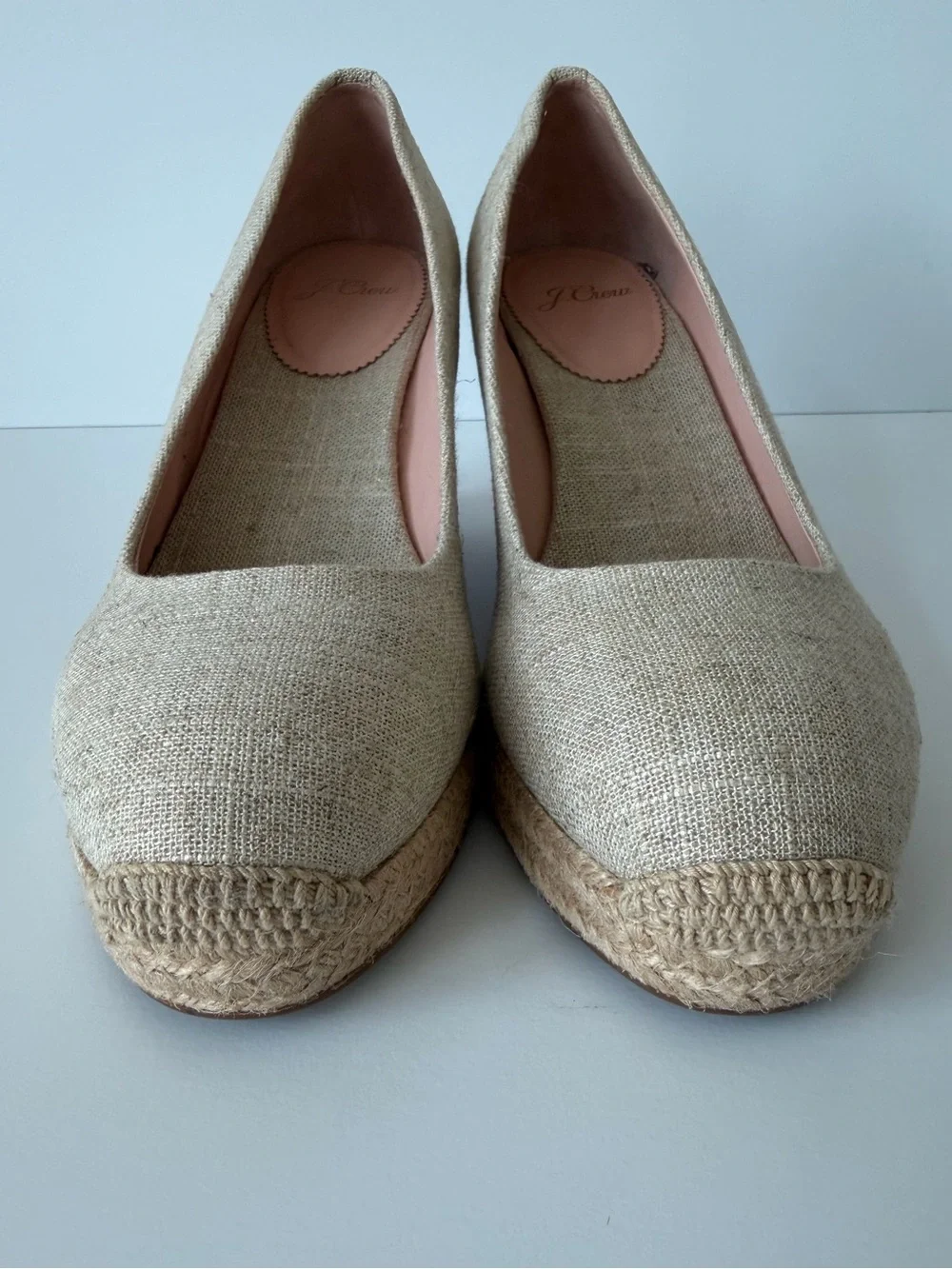 J.Crew Seville Espadrille Wedges in Natural Linen, Size 8
